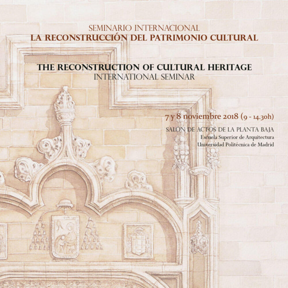 Cartel del Seminario Internacional "La Reconstrucción del Patrimonio Cultural"